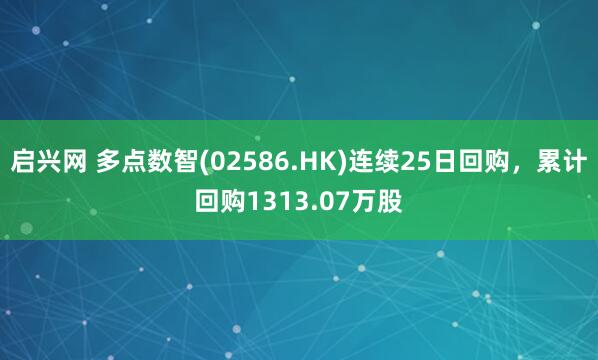 启兴网 多点数智(02586.HK)连续25日回购，累计回购1313.07万股